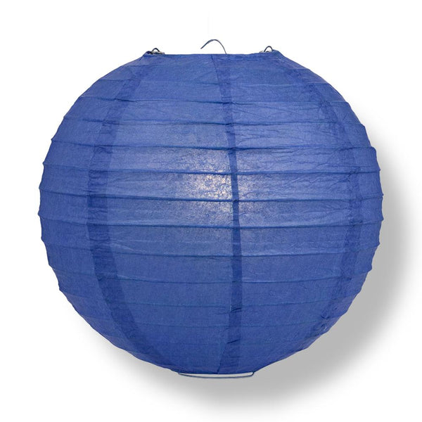 12 Inch Dark Blue Round Paper Lantern, Even Ribbing, Hanging Decoration