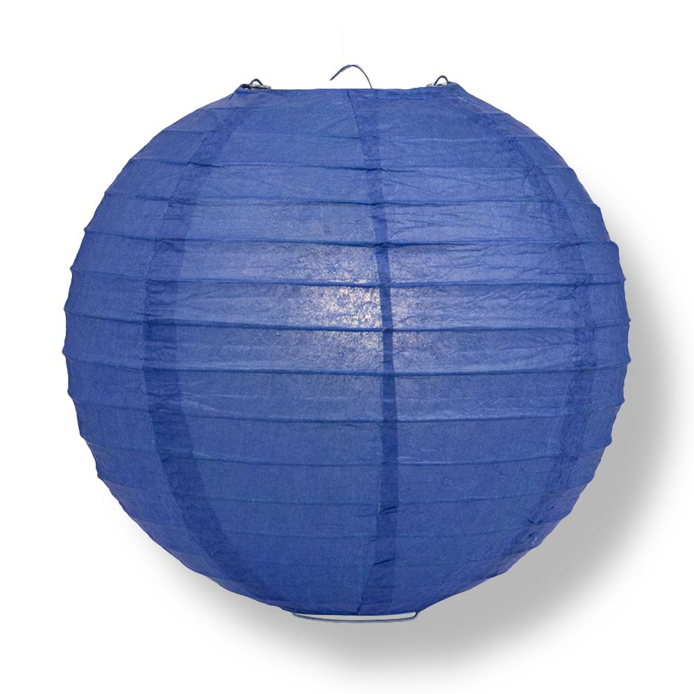 36" Dark Blue Jumbo Round Paper Lantern, Even Ribbing, Chinese Hanging Wedding & Party Decoration - PaperLanternStore.com - Paper Lanterns, Decor, Party Lights & More