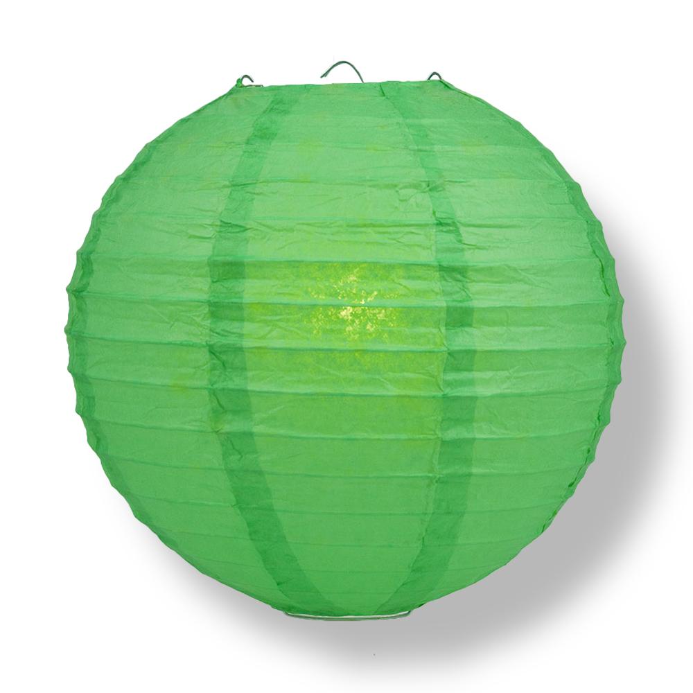 30" Emerald Green Jumbo Round Paper Lantern, Even Ribbing, Chinese Hanging Wedding & Party Decoration