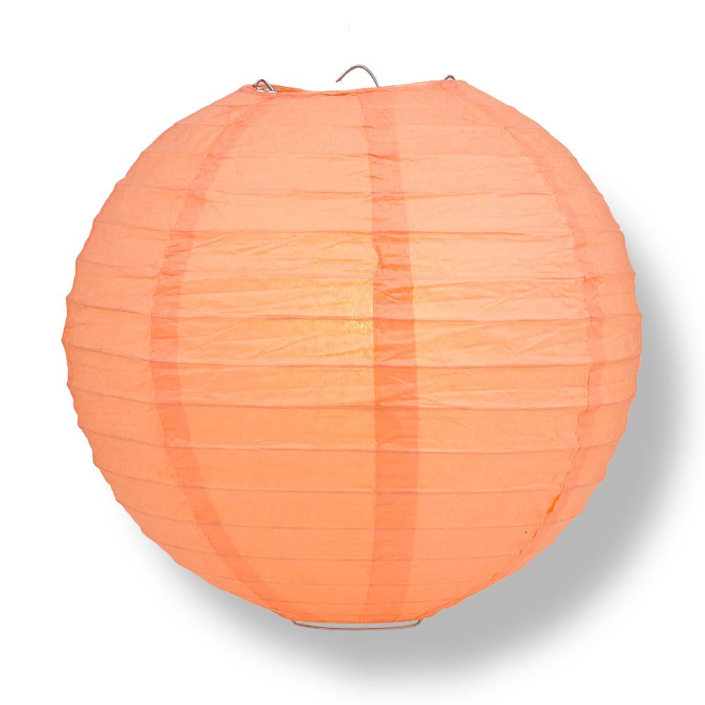 8&quot; Peach / Orange Coral Round Paper Lantern, Even Ribbing, Chinese Hanging Wedding &amp; Party Decoration - PaperLanternStore.com - Paper Lanterns, Decor, Party Lights &amp; More