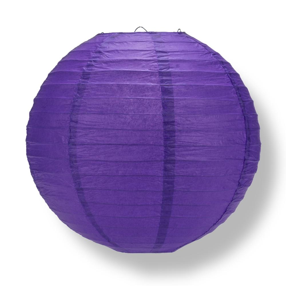 12" Plum Purple Round Paper Lantern, Even Ribbing, Hanging Decoration - PaperLanternStore.com - Paper Lanterns, Decor, Party Lights & More