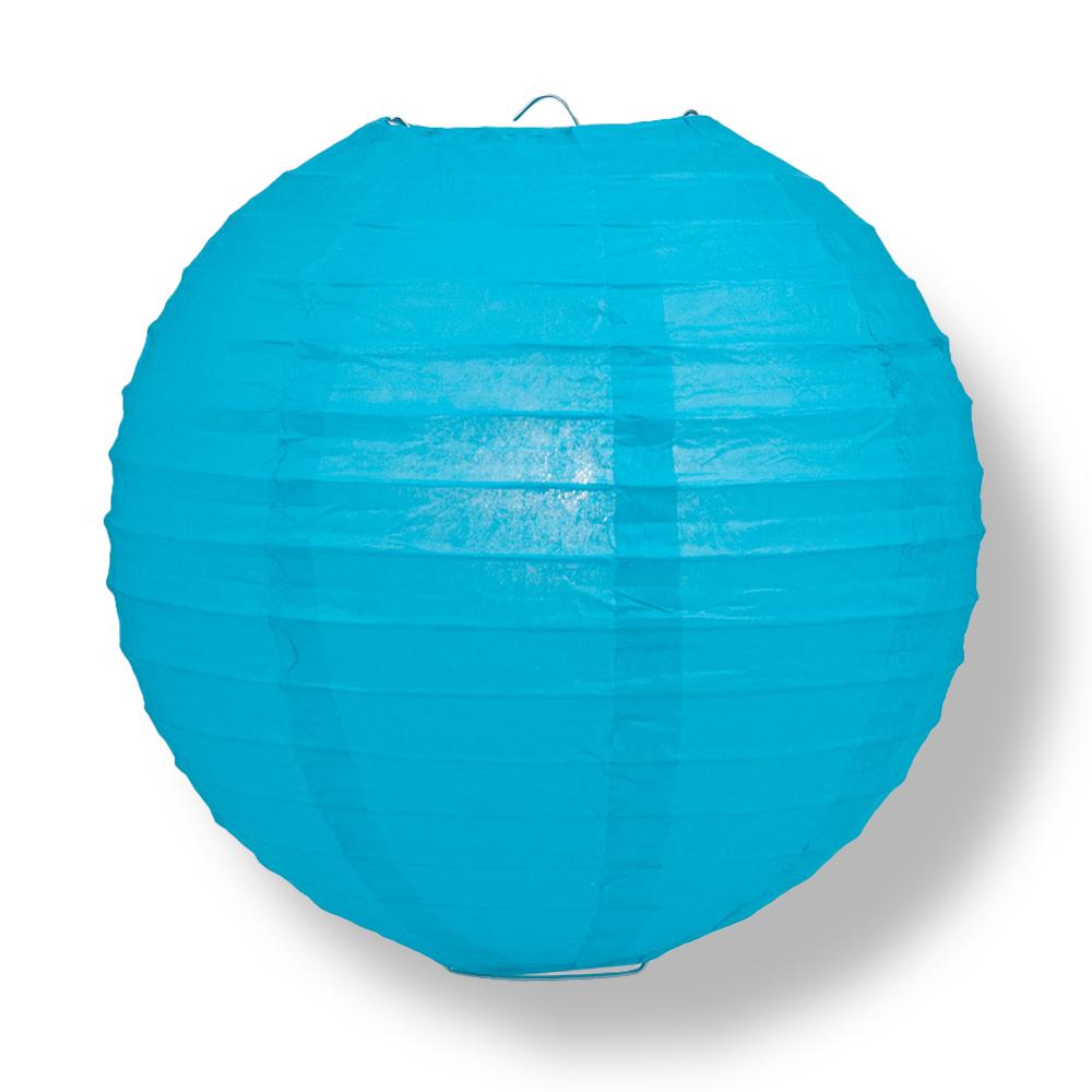16" Turquoise Round Paper Lantern, Even Ribbing, Chinese Hanging Wedding & Party Decoration - PaperLanternStore.com - Paper Lanterns, Decor, Party Lights & More