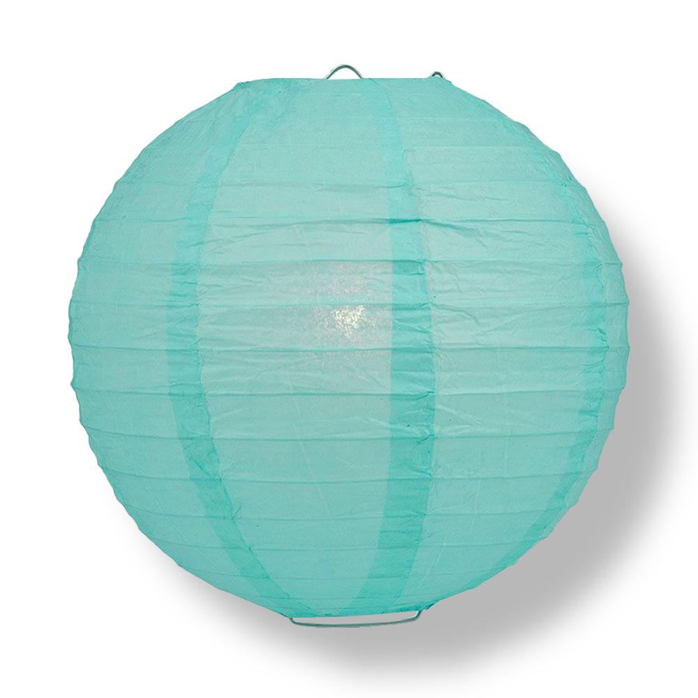 6" Water Blue Round Paper Lantern, Even Ribbing, Chinese Hanging Wedding & Party Decoration - PaperLanternStore.com - Paper Lanterns, Decor, Party Lights & More