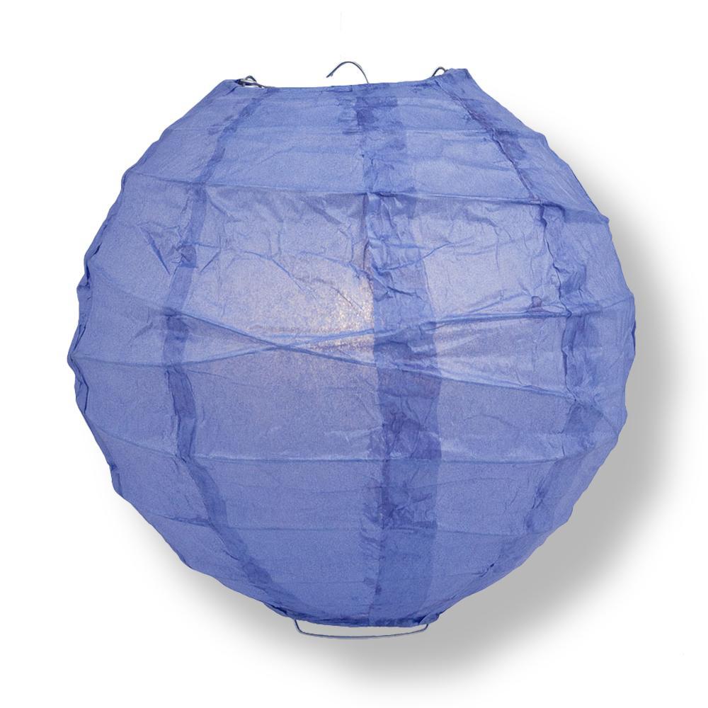 Astra Blue / Very Periwinkle Round Paper Lantern, Crisscross Ribbing, Chinese Hanging Wedding &amp; Party Decoration
