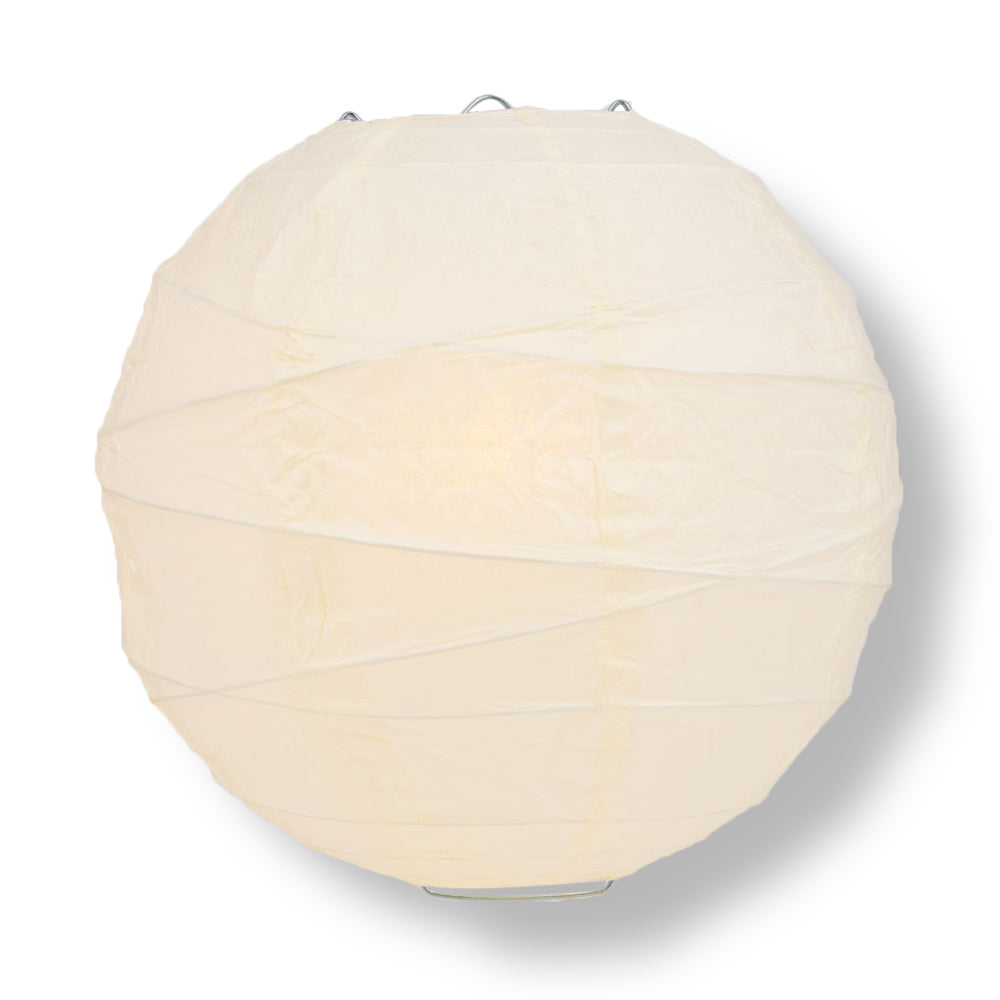 BULK PACK (6) 42" Beige / Ivory Jumbo Round Paper Lantern, Crisscross Ribbing, Chinese Hanging Wedding & Party Decoration - PaperLanternStore.com - Paper Lanterns, Decor, Party Lights & More