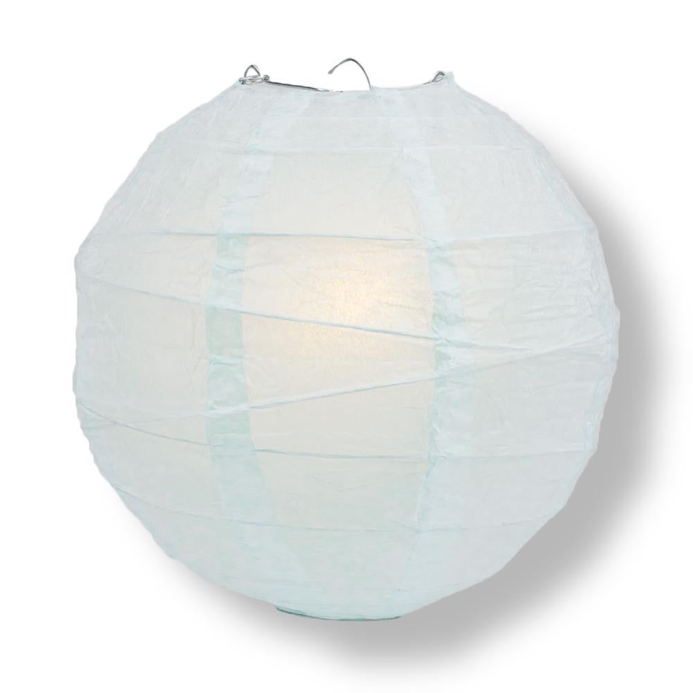 Arctic Spa Blue Round Paper Lantern, Crisscross Ribbing, Chinese Hanging Wedding &amp; Party Decoration