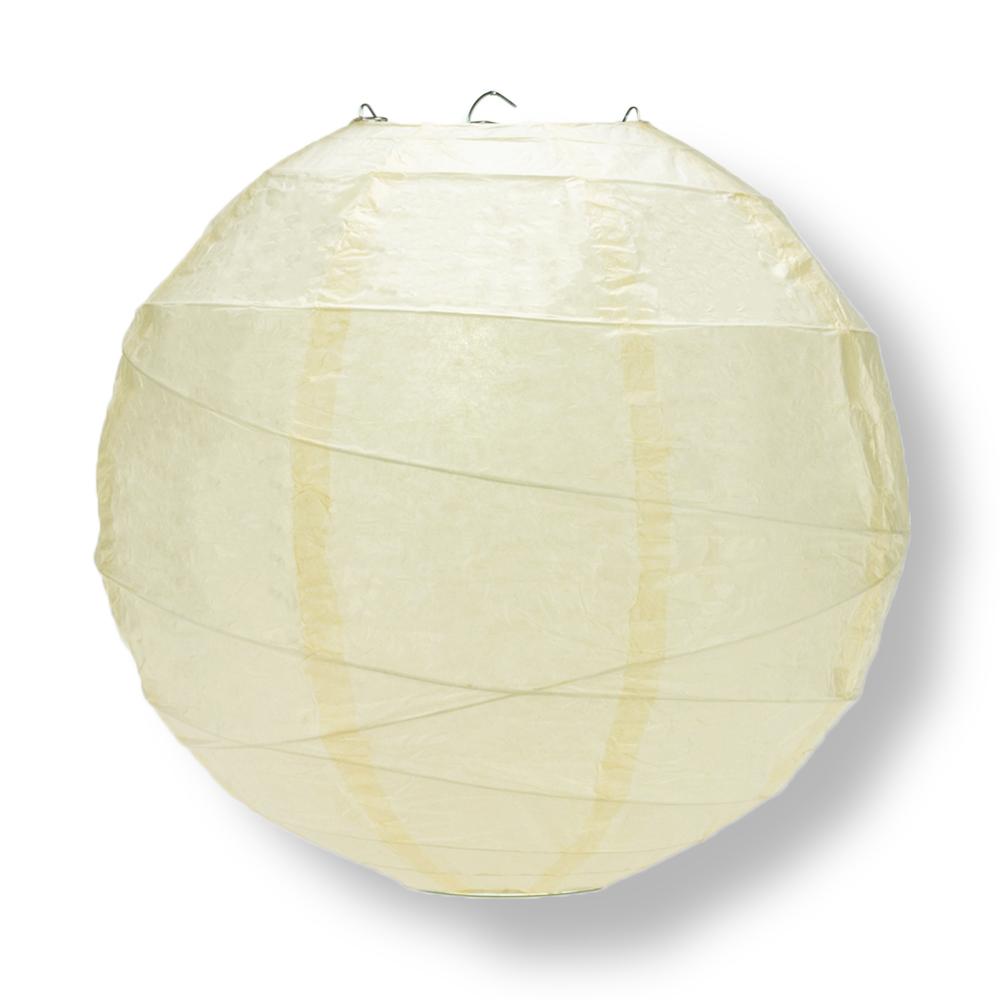 12" Ivory Round Paper Lantern, Crisscross Ribbing, Hanging Decoration - PaperLanternStore.com - Paper Lanterns, Decor, Party Lights & More