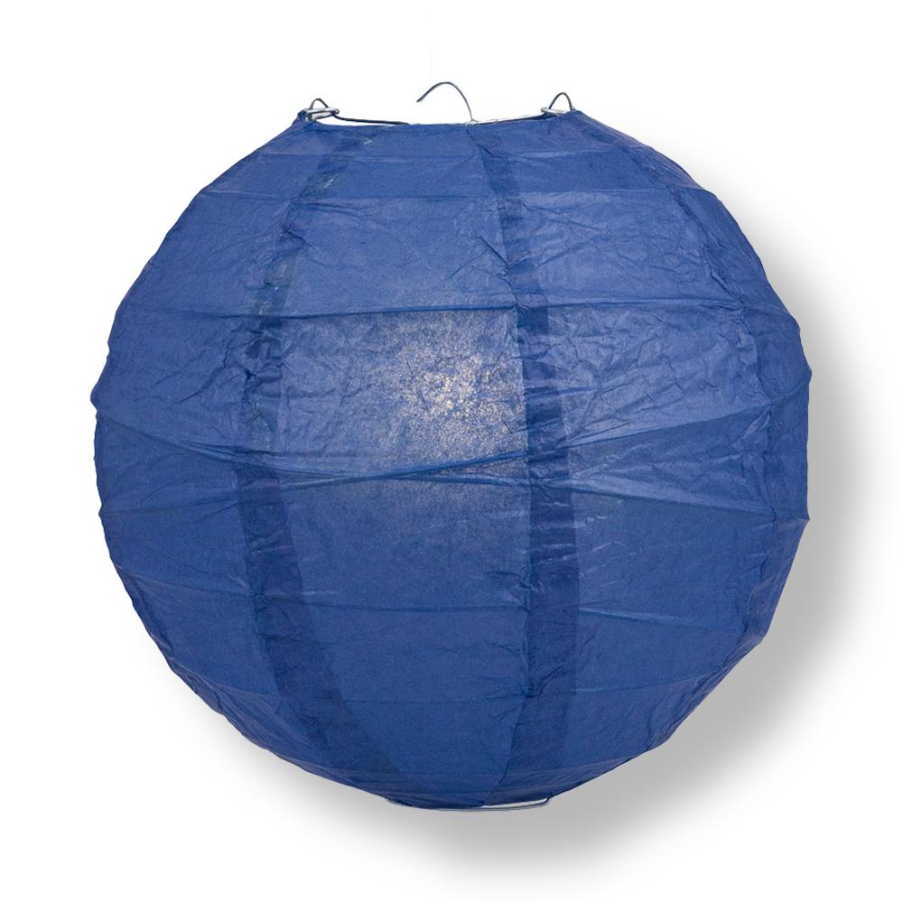 20 Inch Navy Blue Free-Style Ribbing Round Paper Lantern - Luna Bazaar | Boho & Vintage Style Decor