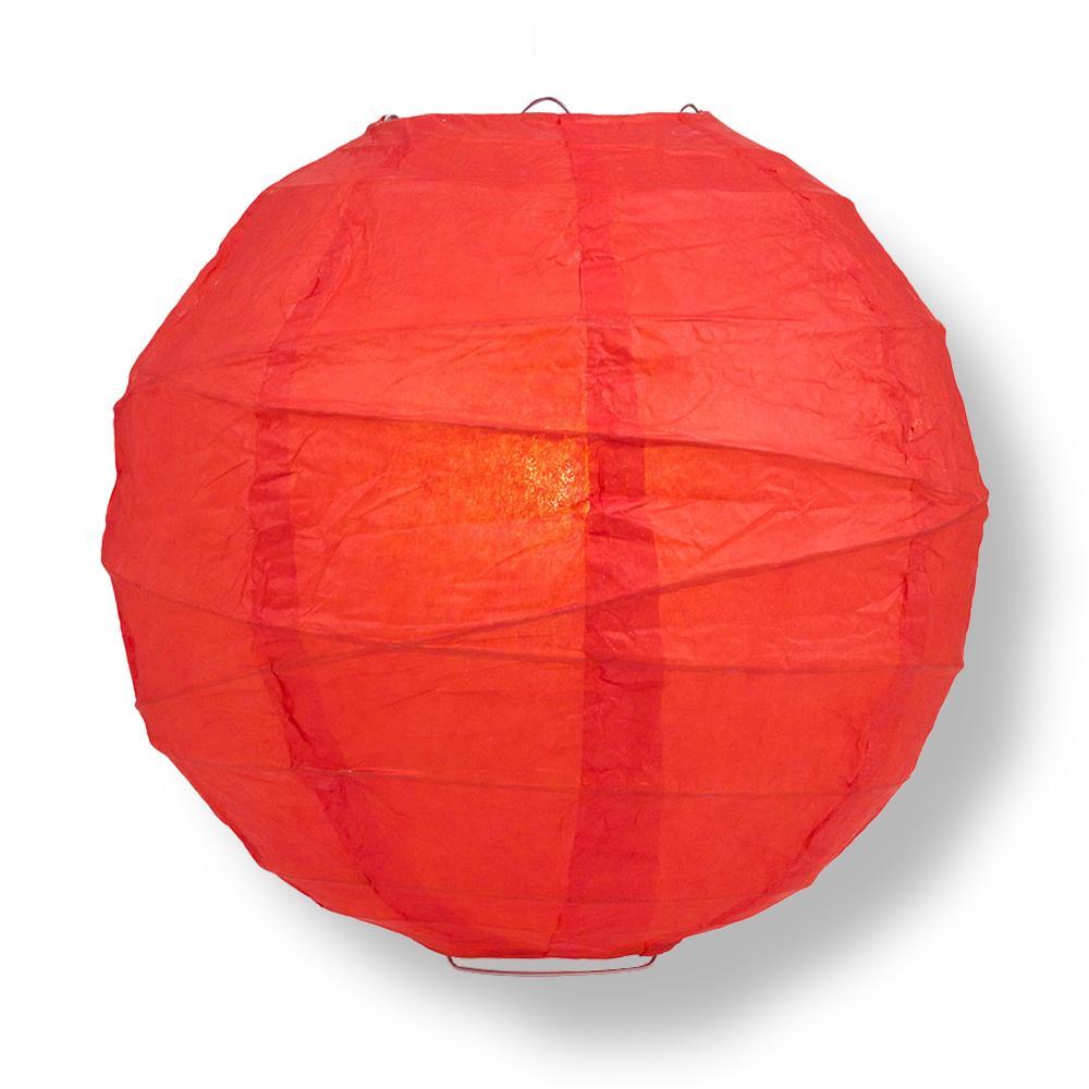 30" Red Jumbo Round Paper Lantern, Crisscross Ribbing, Chinese Hanging Wedding & Party Decoration