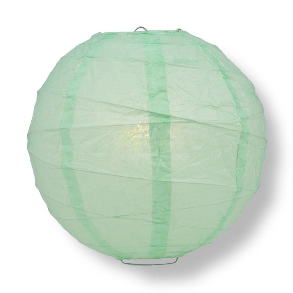 8" Cool Mint Green Round Paper Lantern, Crisscross Ribbing, Chinese Hanging Wedding & Party Decoration - PaperLanternStore.com - Paper Lanterns, Decor, Party Lights & More