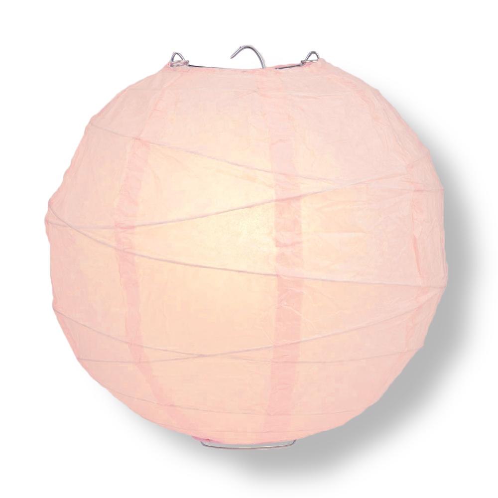 8" Rose Quartz Pink Round Paper Lantern, Crisscross Ribbing, Chinese Hanging Wedding & Party Decoration - PaperLanternStore.com - Paper Lanterns, Decor, Party Lights & More