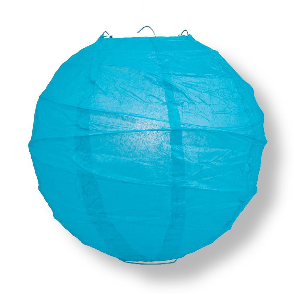 8" Turquoise Round Paper Lantern, Crisscross Ribbing, Chinese Hanging Wedding & Party Decoration - PaperLanternStore.com - Paper Lanterns, Decor, Party Lights & More