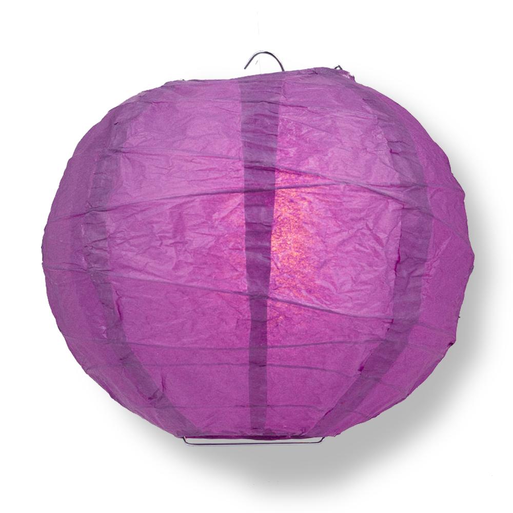 8 Inch Violet / Orchid Free-Style Ribbing Round Paper Lantern - Luna Bazaar | Boho & Vintage Style Decor