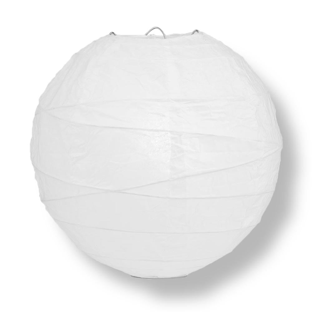 8" White Round Paper Lantern, Crisscross Ribbing, Chinese Hanging Wedding & Party Decoration - PaperLanternStore.com - Paper Lanterns, Decor, Party Lights & More