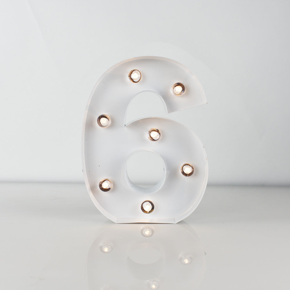 Marquee Light Number '6' LED Metal Sign (8 Inch, Battery Operated) - PaperLanternStore.com - Paper Lanterns, Decor, Party Lights & More