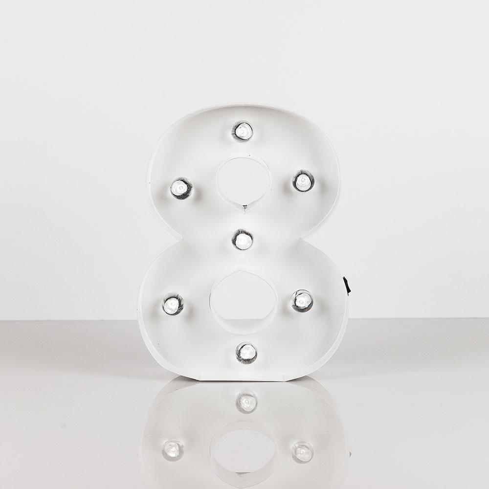 Marquee Light Number '8' LED Metal Sign (8 Inch, Battery Operated) - PaperLanternStore.com - Paper Lanterns, Decor, Party Lights & More