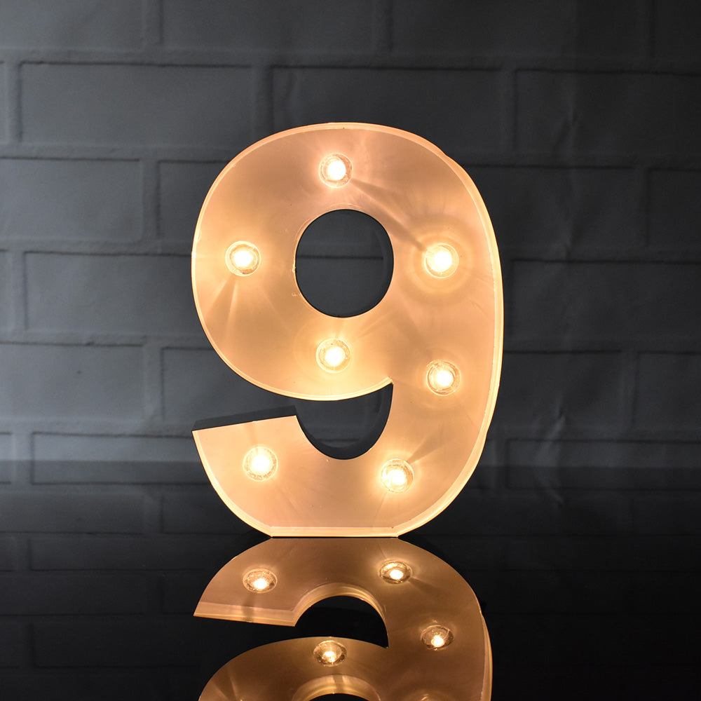 Marquee Light Number &#39;9&#39; LED Metal Sign (8 Inch, Battery Operated) - PaperLanternStore.com - Paper Lanterns, Decor, Party Lights &amp; More