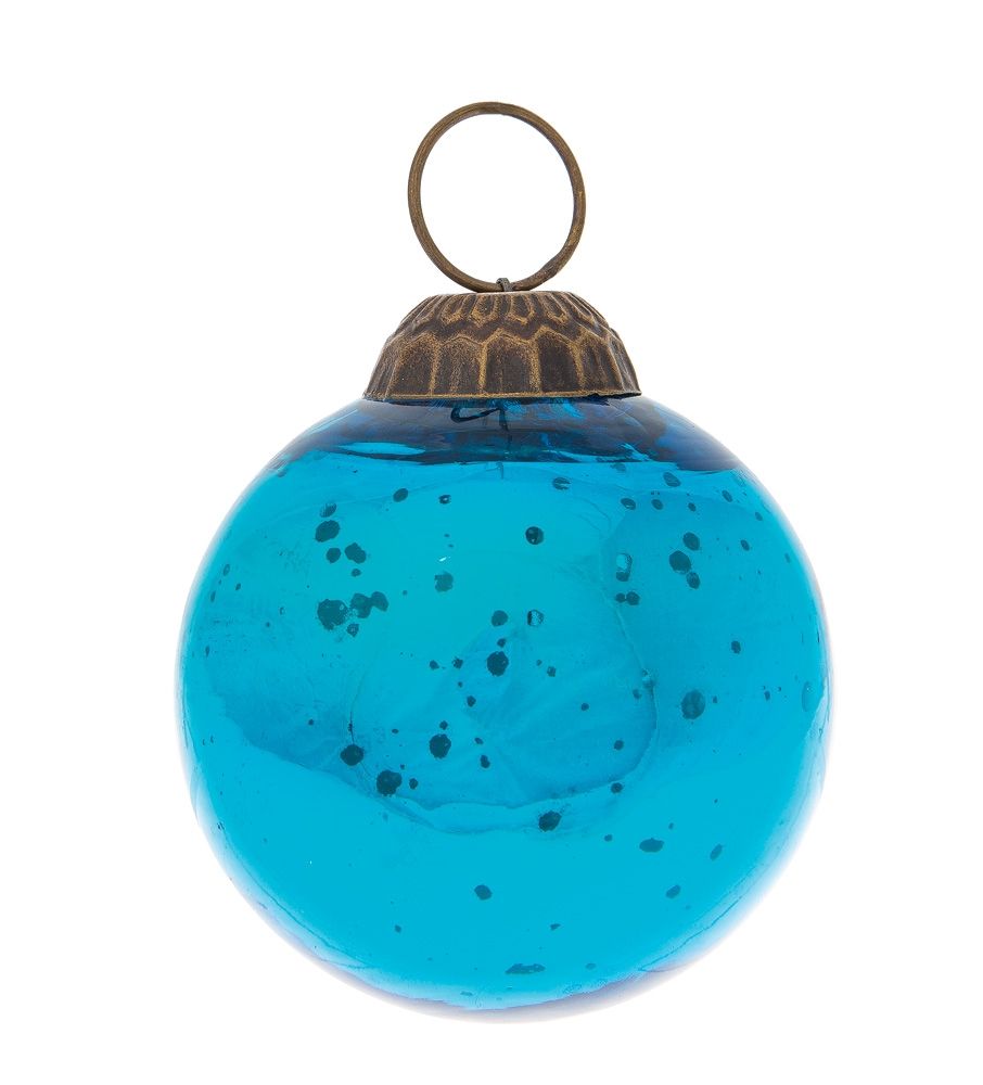 2.5" Turquoise Ava Mercury Glass Ball Ornament Christmas Holiday Decoration