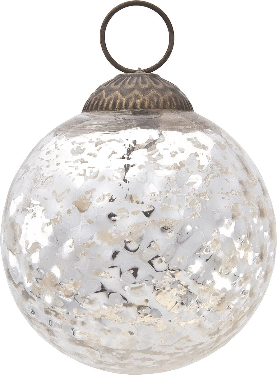 3&quot; Silver Joy Mercury Disco Ball Glass Ornament Christmas Tree Decoration