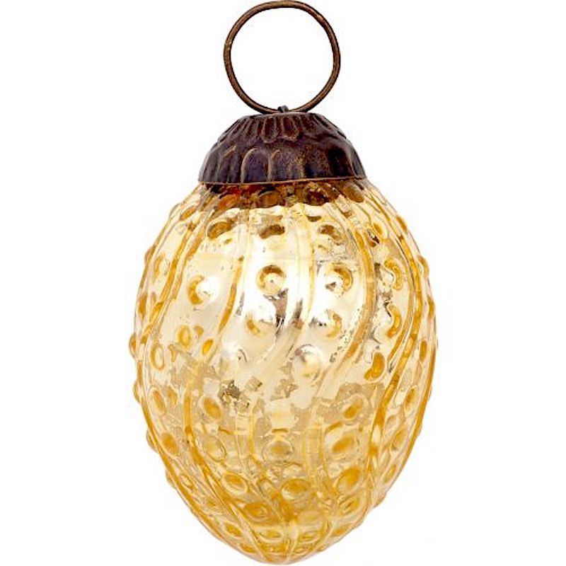2.5" Gold Marie Mercury Egg Glass Ball Ornament Christmas Decoration