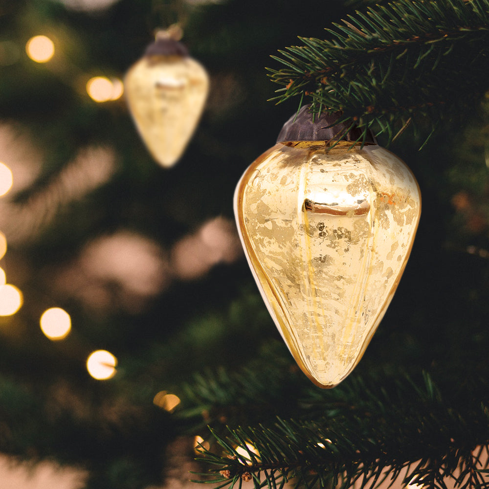 2.5" Gold Zoe Mercury Glass Pine Cone Ornament Christmas Decoration