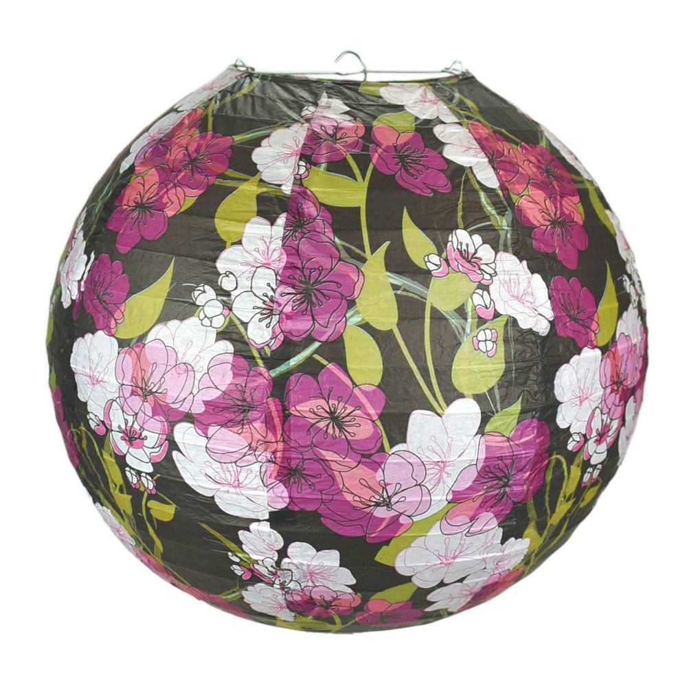 14 Inch Midnight Summer Cherry Blossom Premium Paper Lantern - PaperLanternStore.com - Paper Lanterns, Decor, Party Lights &amp; More