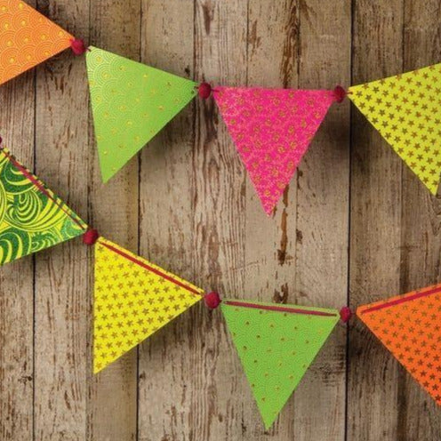 Neon Paper Large Triangle Pennant Banner (9.5 Feet Long) - PaperLanternStore.com - Paper Lanterns, Decor, Party Lights & More