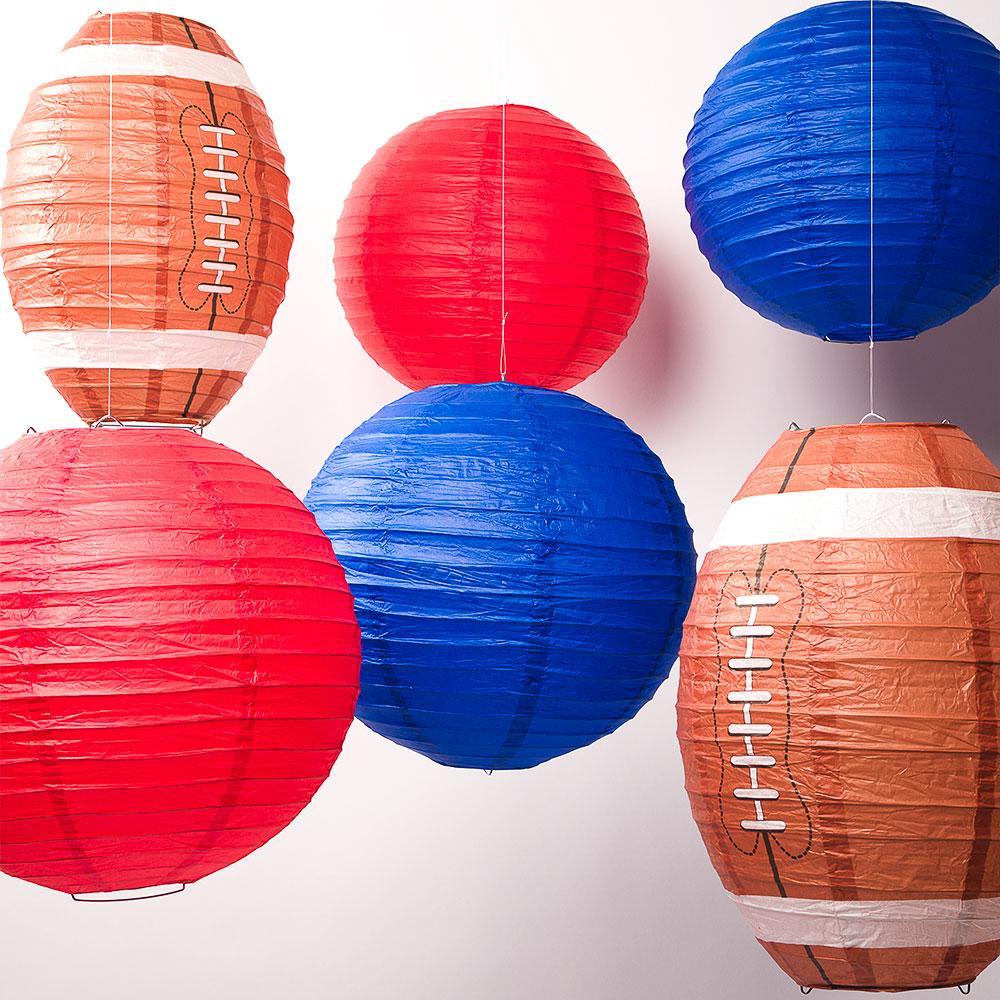 New York G Pro Football Paper Lanterns 6pc Combo Tailgating Party Pack (Blue/Red) - by PaperLanternStore.com - Paper Lanterns, Decor, Party Lights &amp; More