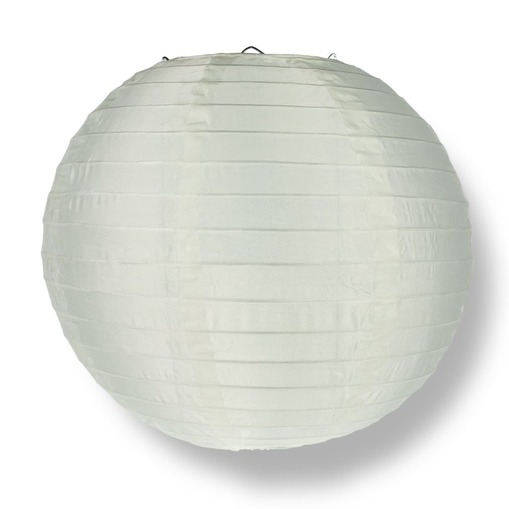4" Beige / Ivory Round Shimmering Nylon Lantern, Even Ribbing, Hanging Decoration (10 PACK) - PaperLanternStore.com - Paper Lanterns, Decor, Party Lights & More