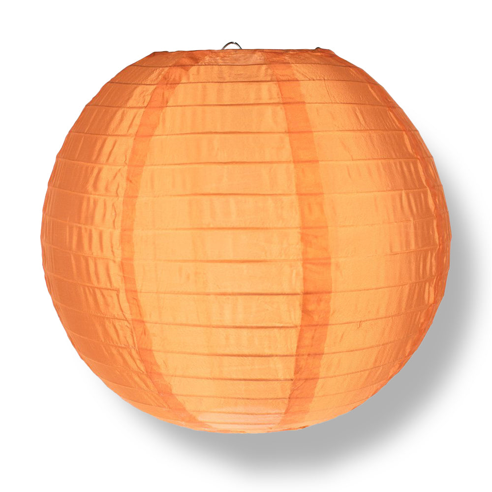 4" Orange Round Shimmering Nylon Lantern, Even Ribbing, Hanging Decoration (10 PACK) - PaperLanternStore.com - Paper Lanterns, Decor, Party Lights & More