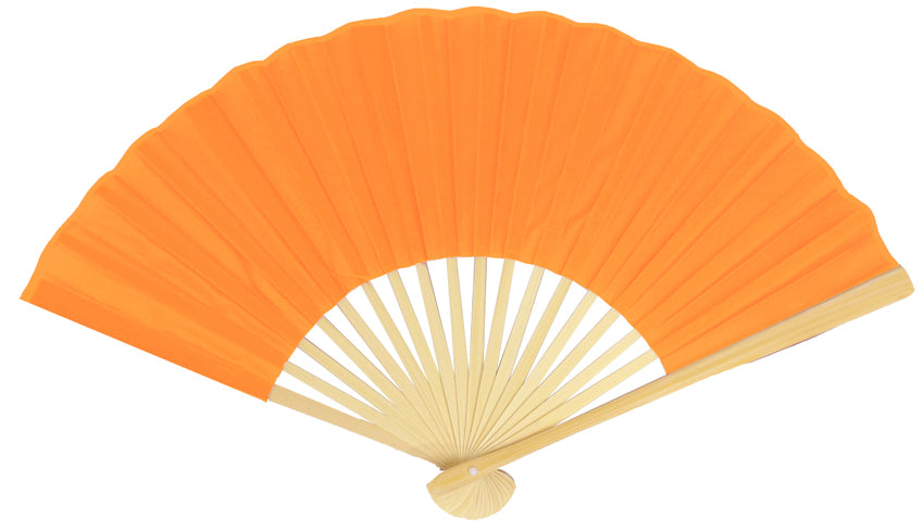 BULK PACK (50) 9" Orange Silk Hand Fans for Weddings - PaperLanternStore.com - Paper Lanterns, Decor, Party Lights & More