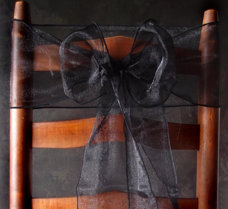 Black Organza Chair Sashes (9FT, 10 PACK) - PaperLanternStore.com - Paper Lanterns, Decor, Party Lights & More