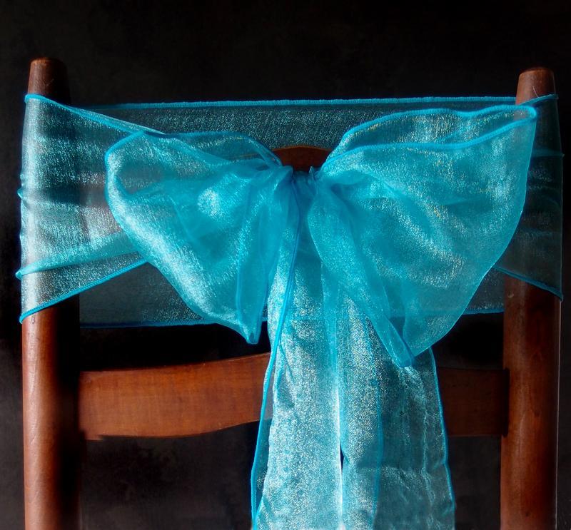 Turquoise Organza Chair Sashes (9FT, 10 PACK) - PaperLanternStore.com - Paper Lanterns, Decor, Party Lights & More