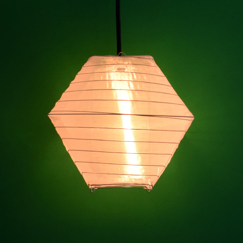 8" White Pagoda 2 Unique Shaped Shimmering Nylon Lantern