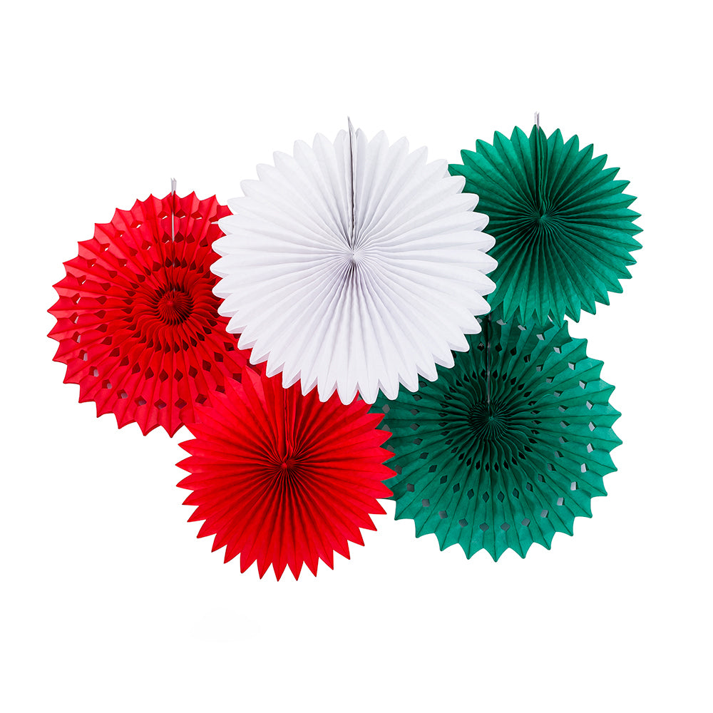 Mexico / Italy Themed Tissue Paper Flower Fan Backdrop Wall Decoration Kit (5-PACK) - PaperLanternStore.com - Paper Lanterns, Decor, Party Lights &amp; More
