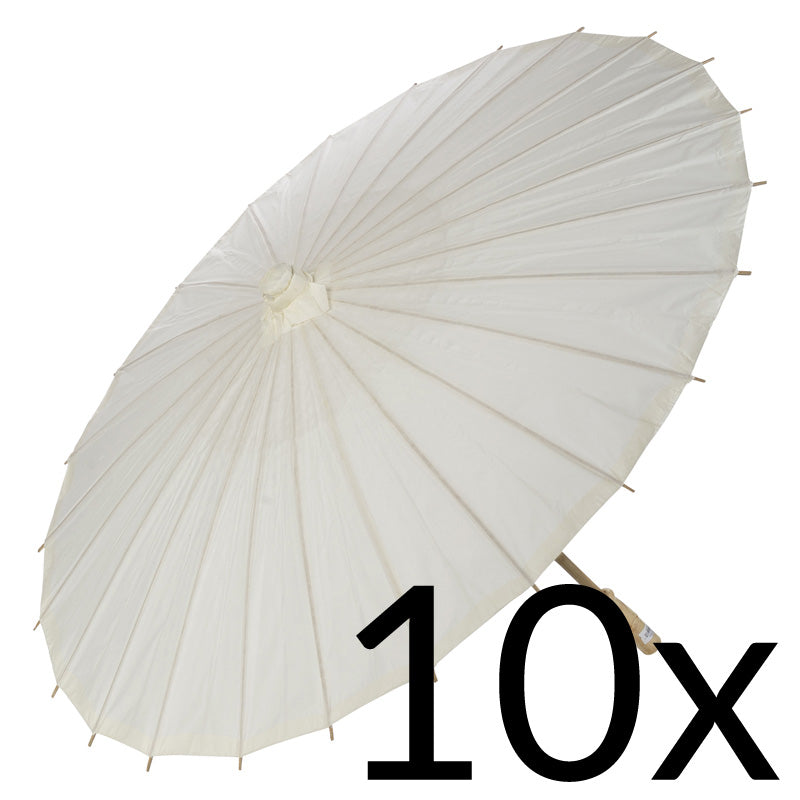 BULK PACK (10) 32" Beige / Ivory Paper Parasol Umbrellas - PaperLanternStore.com - Paper Lanterns, Decor, Party Lights & More