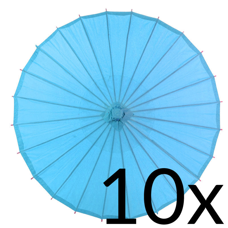 BULK PACK (10) 32&quot; Turquoise Paper Parasol Umbrellas - PaperLanternStore.com - Paper Lanterns, Decor, Party Lights &amp; More