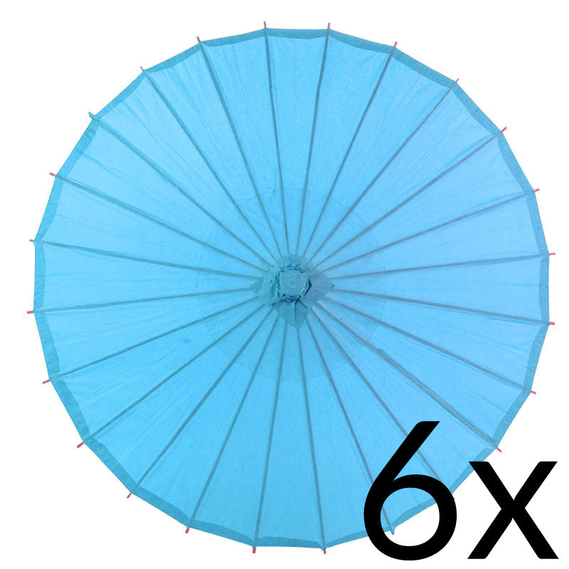 BULK PACK (6) 32" Turquoise Paper Parasol Umbrellas