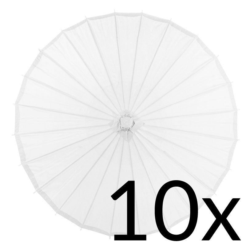 BULK PACK (10) 32" White Paper Parasol Umbrellas - PaperLanternStore.com - Paper Lanterns, Decor, Party Lights & More