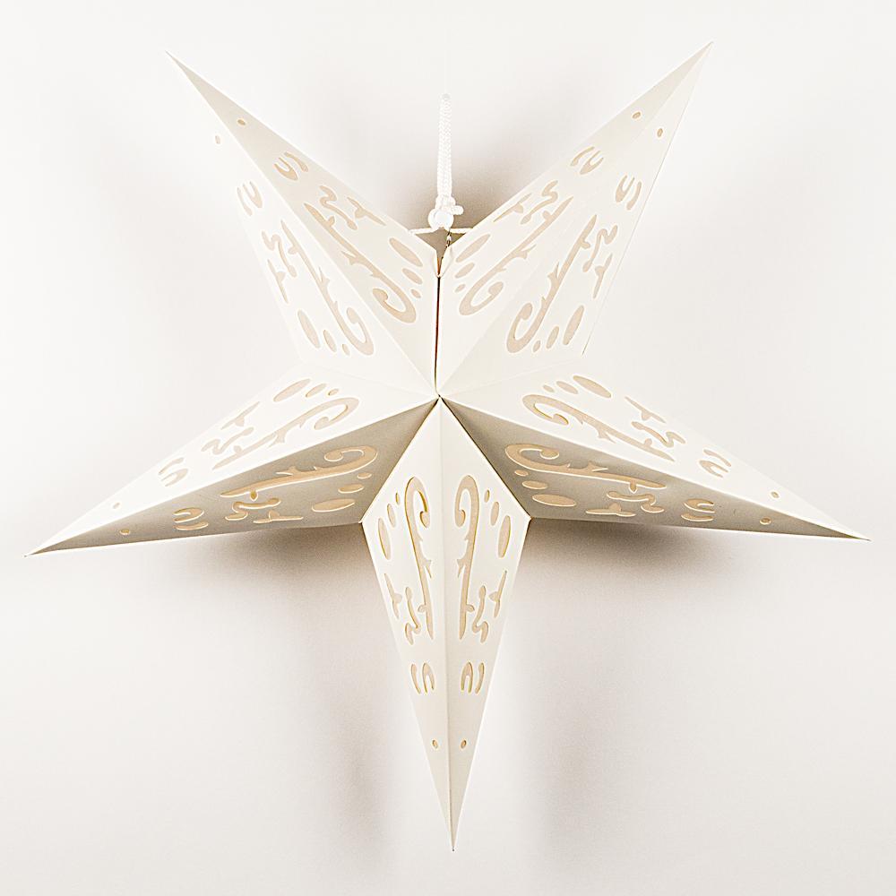 24" White Star Lantern w/ Tissue, Kraftskiva - PaperLanternStore.com - Paper Lanterns, Decor, Party Lights & More