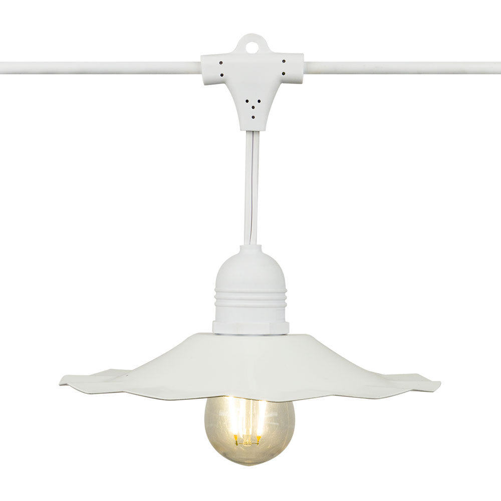 Patio Metal Light Bulb Shade for Outdoor Commercial String Lights, E26, White - PaperLanternStore.com - Paper Lanterns, Decor, Party Lights & More