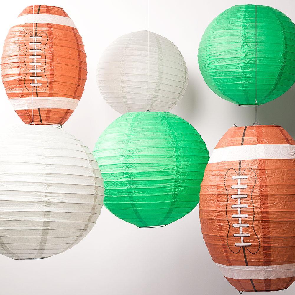 Philadelphia Pro Football Paper Lanterns 6pc Combo Tailgating Party Pack (Green/Grey) - by PaperLanternStore.com - Paper Lanterns, Decor, Party Lights & More