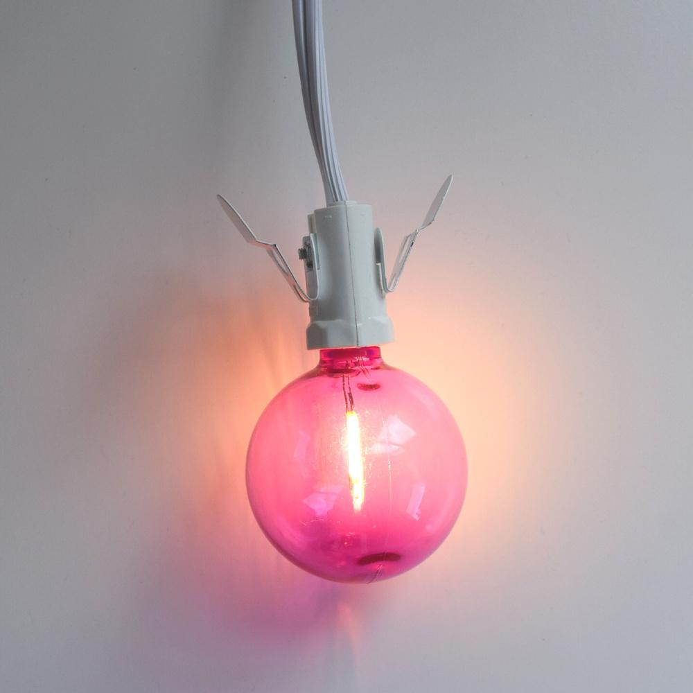 10-PACK Fuchsia / Hot Pink LED Filament G50 Globe Shatterproof Energy Saving Color Light Bulb, Dimmable, 1W, E12 Candelabra Base