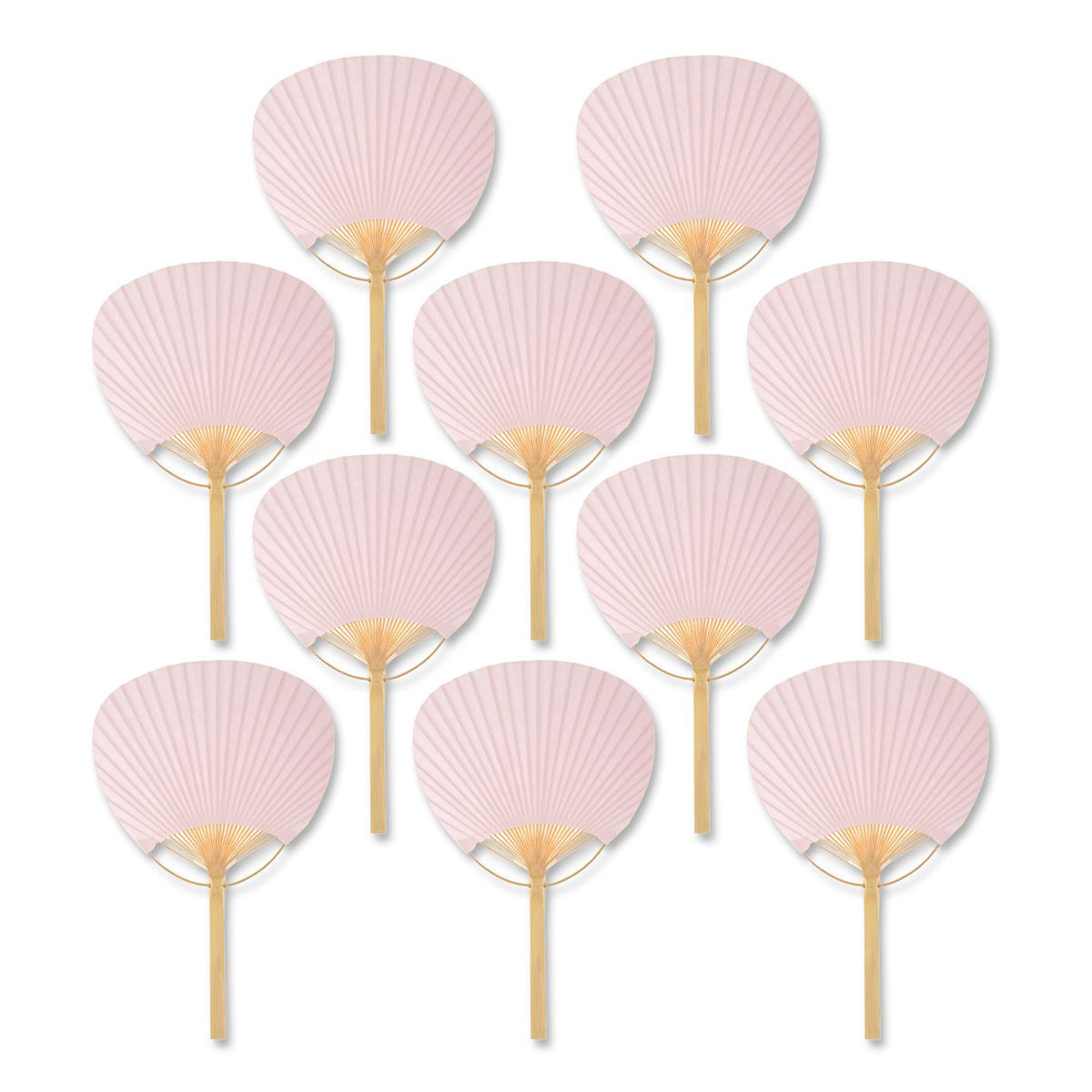 9" Pink Paddle Paper Hand Fans for Weddings (10 Pack)
