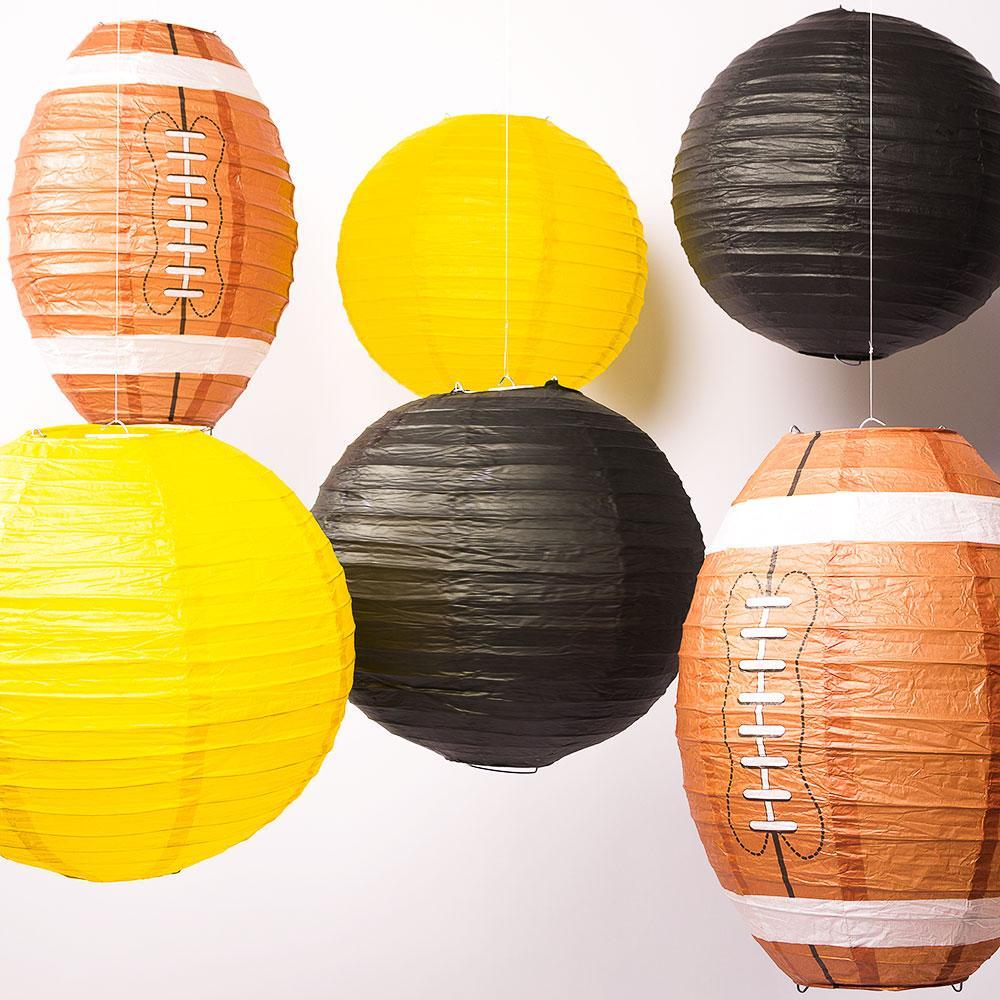 Pittsburg Pro Football Paper Lanterns 6pc Combo Tailgating Party Pack (Yellow/Black) - by PaperLanternStore.com - Paper Lanterns, Decor, Party Lights & More