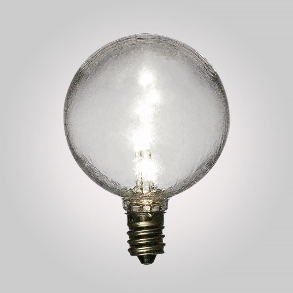 White .5-Watt LED G40 Globe Light Bulb, Shatterproof, E12 Candelabra Base - PaperLanternStore.com - Paper Lanterns, Decor, Party Lights &amp; More