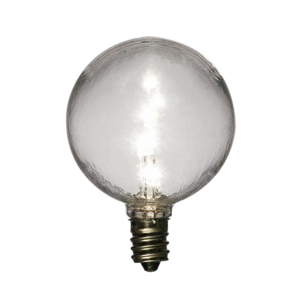White .7-Watt LED G50 Globe Light Bulb, E12 Candelabra Base, Shatterproof - PaperLanternStore.com - Paper Lanterns, Decor, Party Lights &amp; More