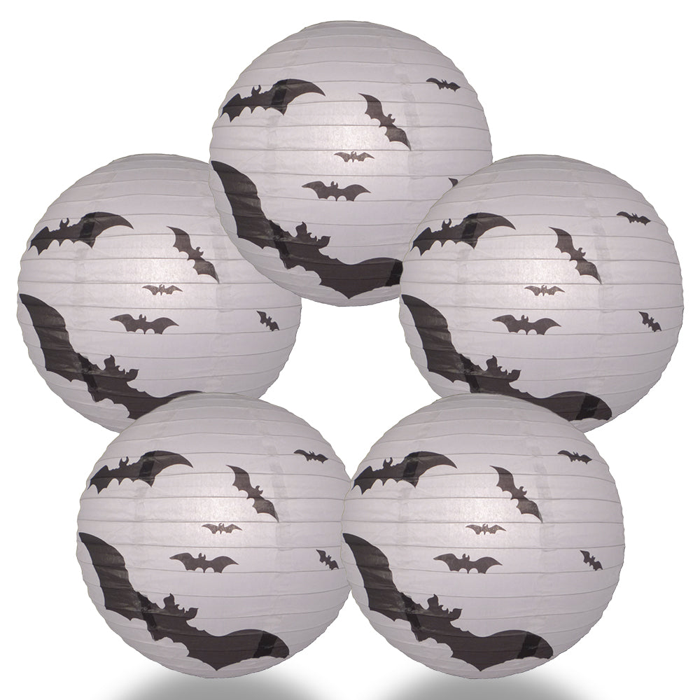 5 PACK | 16" Flying Bats Halloween Paper Lantern - PaperLanternStore.com - Paper Lanterns, Decor, Party Lights & More