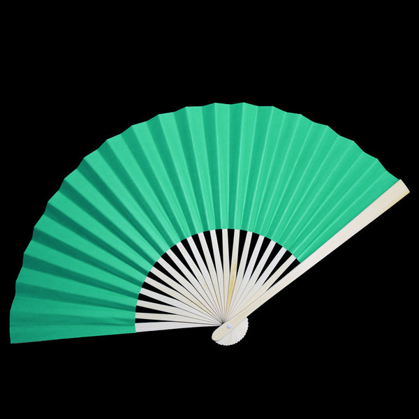 Quasimoon Paper Hand Fans (9Inch Premium, Teal Green, 10Pack