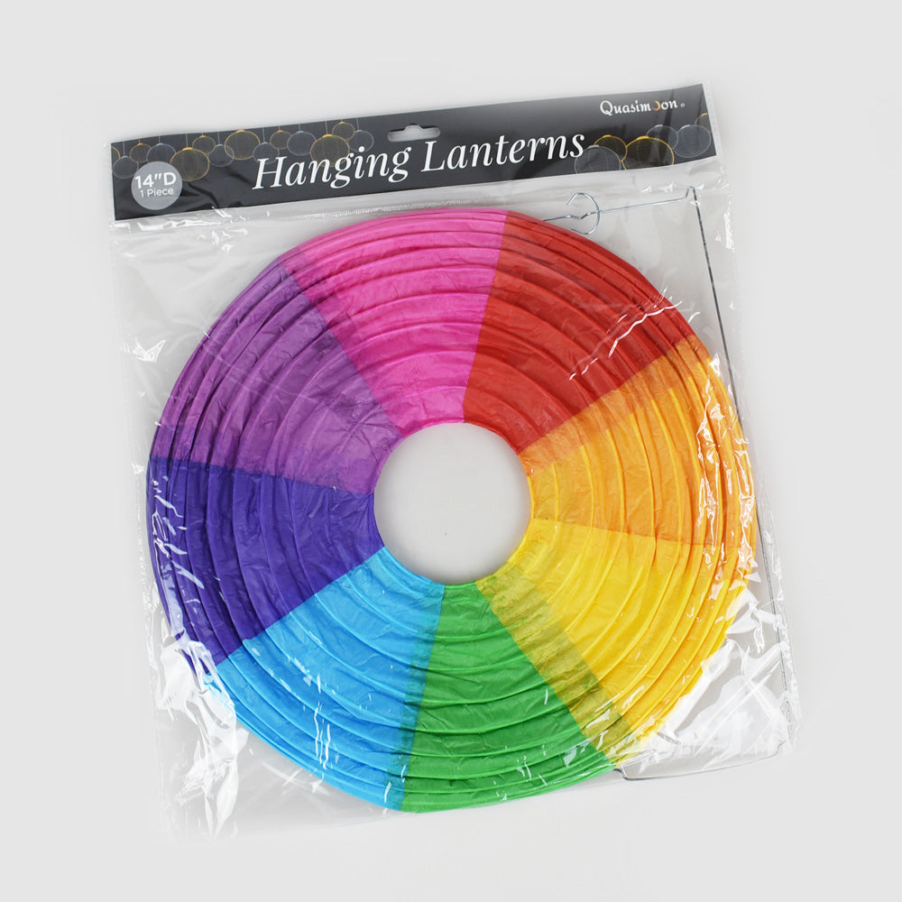 14&quot; Rainbow Multi-Color Paper Lantern, Even Ribbing, Hanging Decoration - PaperLanternStore.com - Paper Lanterns, Decor, Party Lights &amp; More